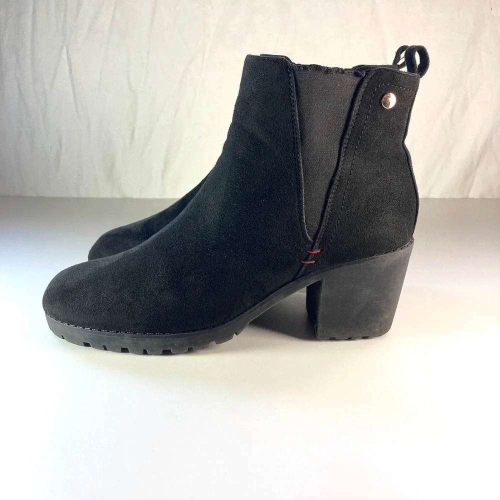 Jabasic Chunky Chelsea Block Heel Bootie Ankle Boot Womens 9 Black Y2k - Picture 11 of 11